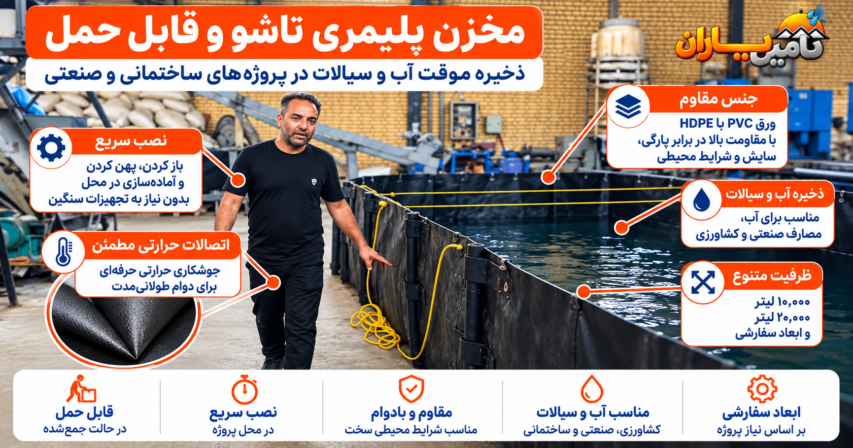 مخزن پلیمری تاشو برای ذخیره آب